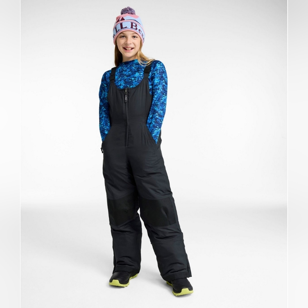 LL BEAN Kids Cold Buster Snow Bibs Boys Girls Size 8 Black